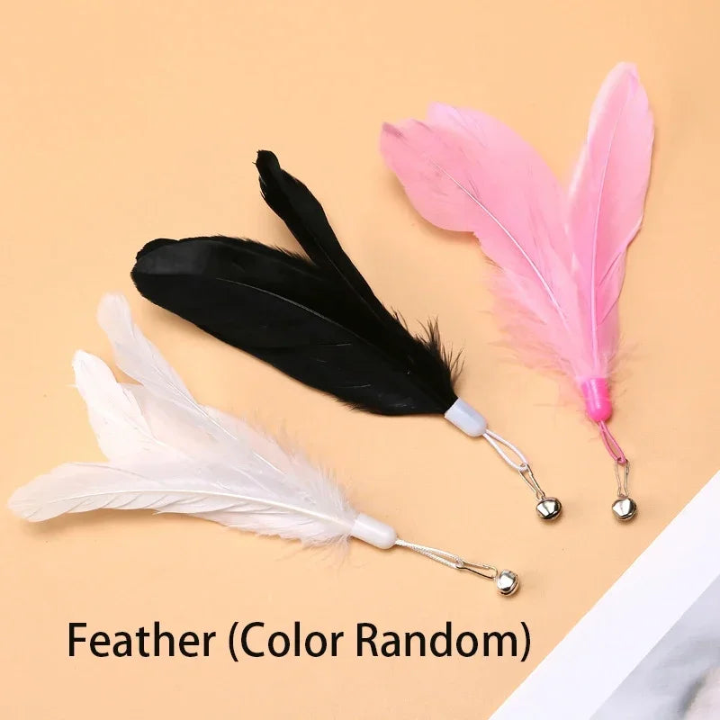 Cat Teaser Wand with Bell & Replaceable Feather