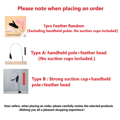 Cat Teaser Wand with Bell & Replaceable Feather