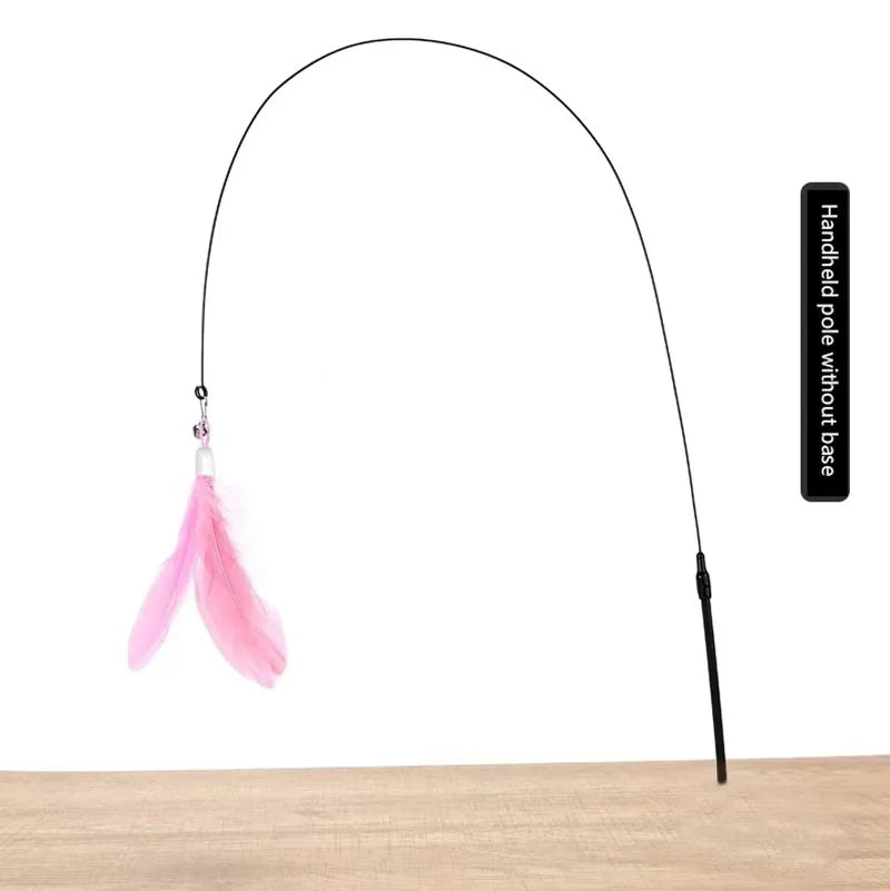 Cat Teaser Wand with Bell & Replaceable Feather