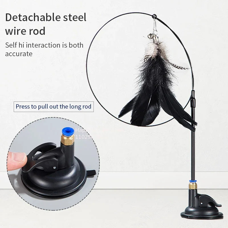 Cat Teaser Wand with Bell & Replaceable Feather