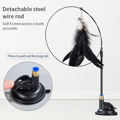 Cat Teaser Wand with Bell & Replaceable Feather