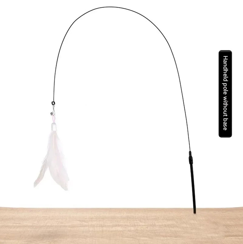 Cat Teaser Wand with Bell & Replaceable Feather