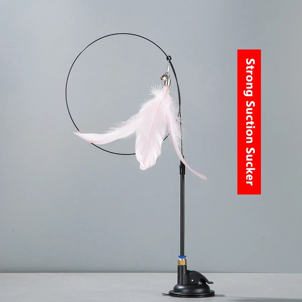 Cat Teaser Wand with Bell & Replaceable Feather