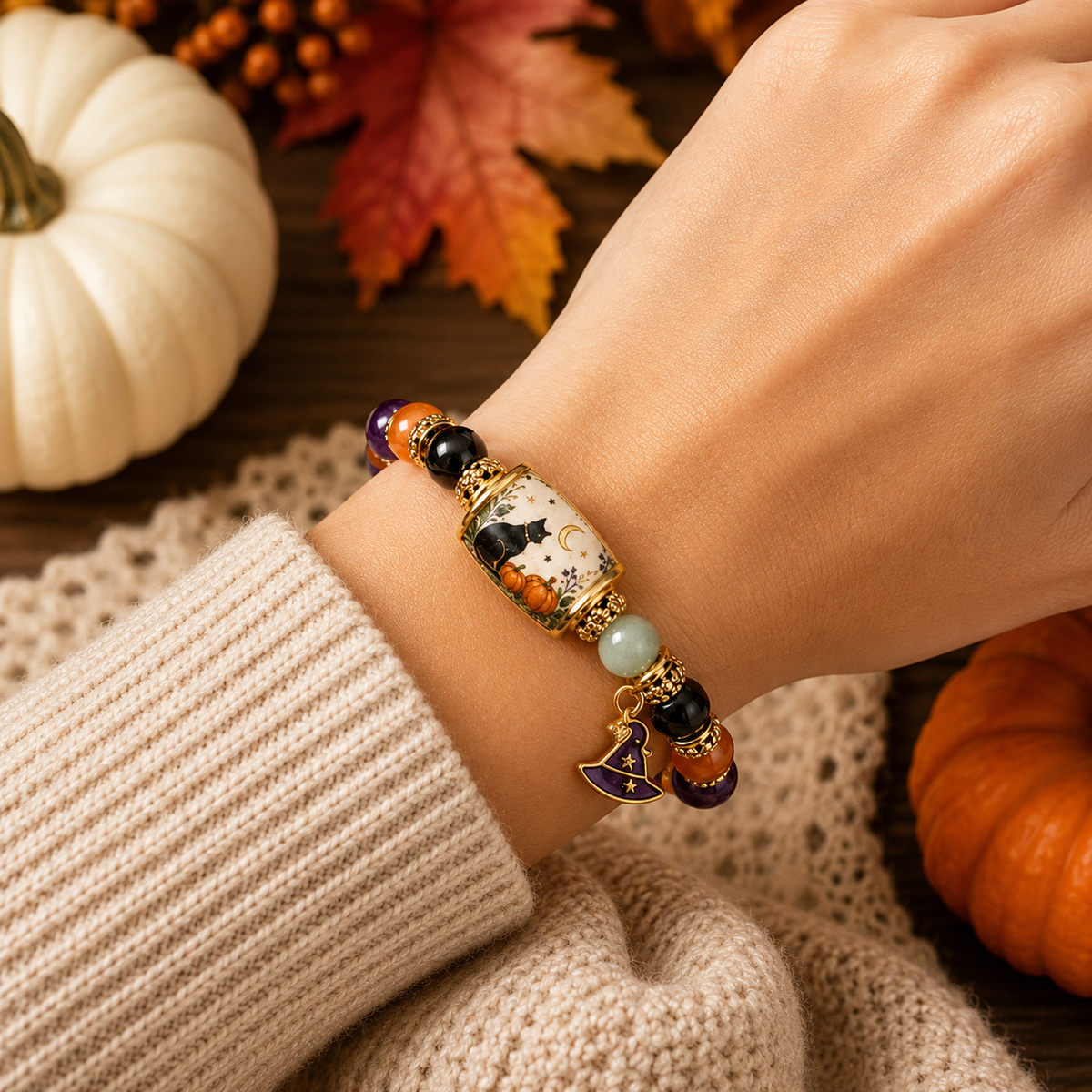 🎃 Limited Edition Halloween Beaded Bracelet Set – Cute Spooky Jewelry Gift